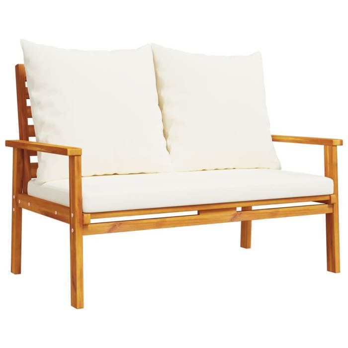 （SOLDES Dété）Canapé de jardin - SHIELD Canapé dextérieur - 120cm avec coussin bois dacacia massif 1364713