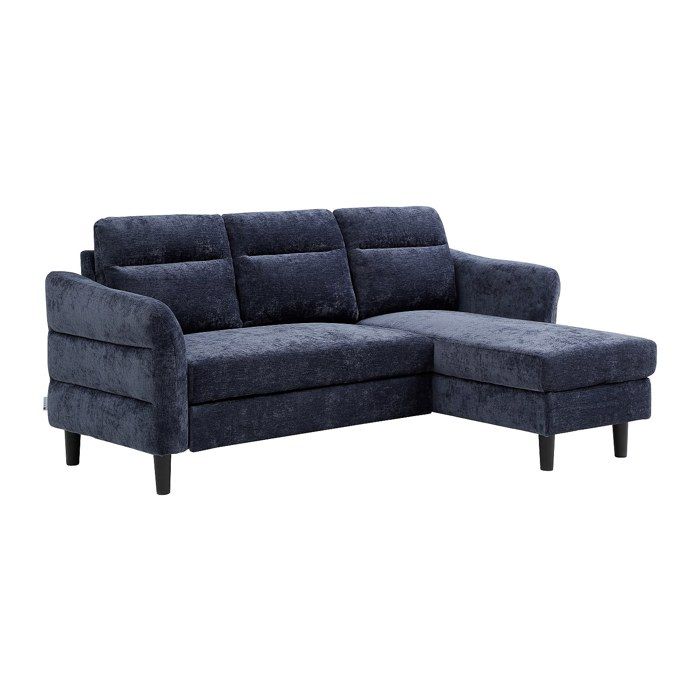 Canapé dangle convertible et réversible en tissu texturé bleu nuit VANERSI