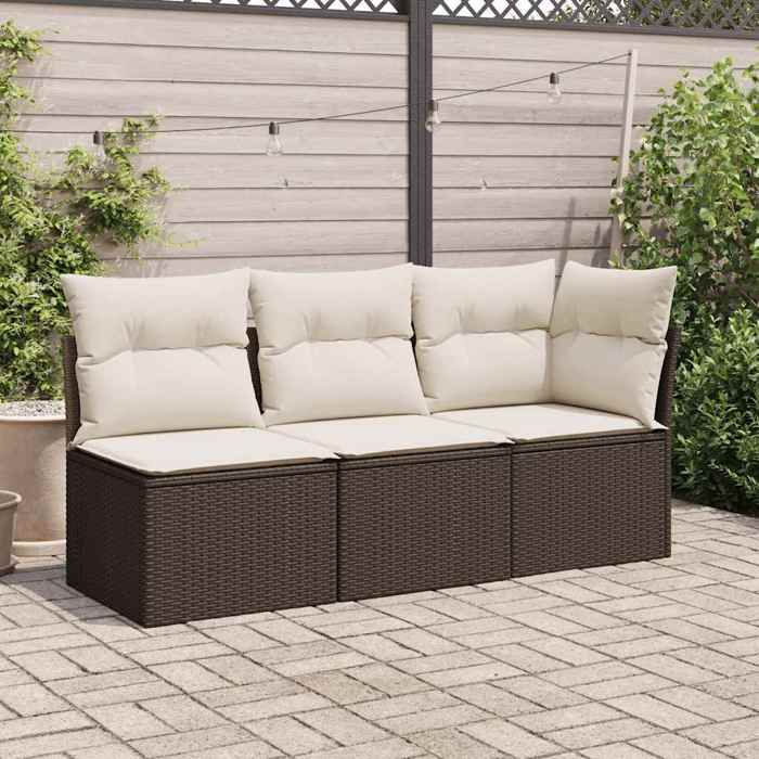Brun Siège de jardin -  Canapé dangle - pour jardin - avec coussins - marron résine tressée C3723