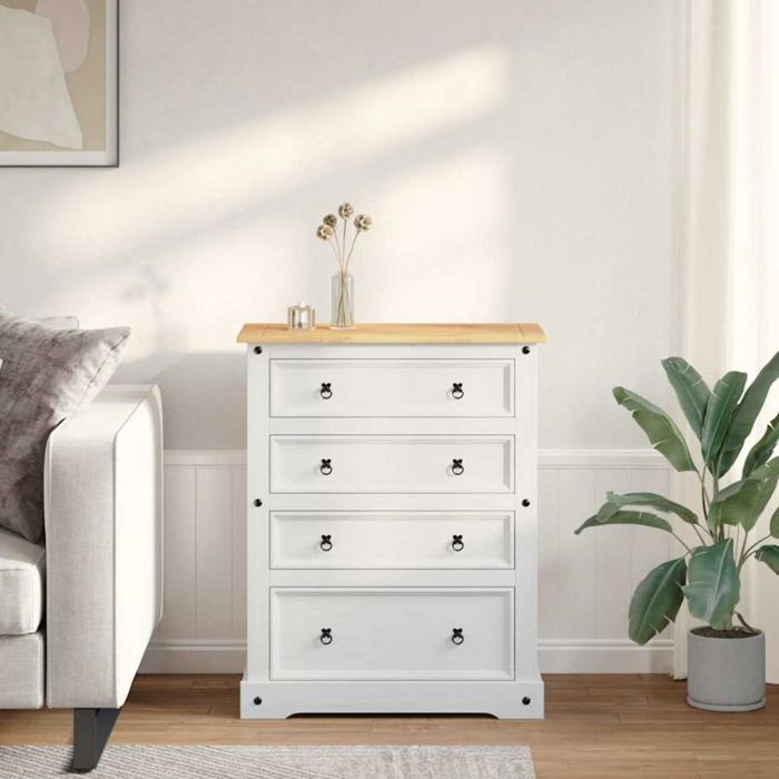 Caisson de bureau - desserte de bureau Vidaxl Coffres de rangement avec tiroir Corona Blanc 92 x 48 x 114 cm