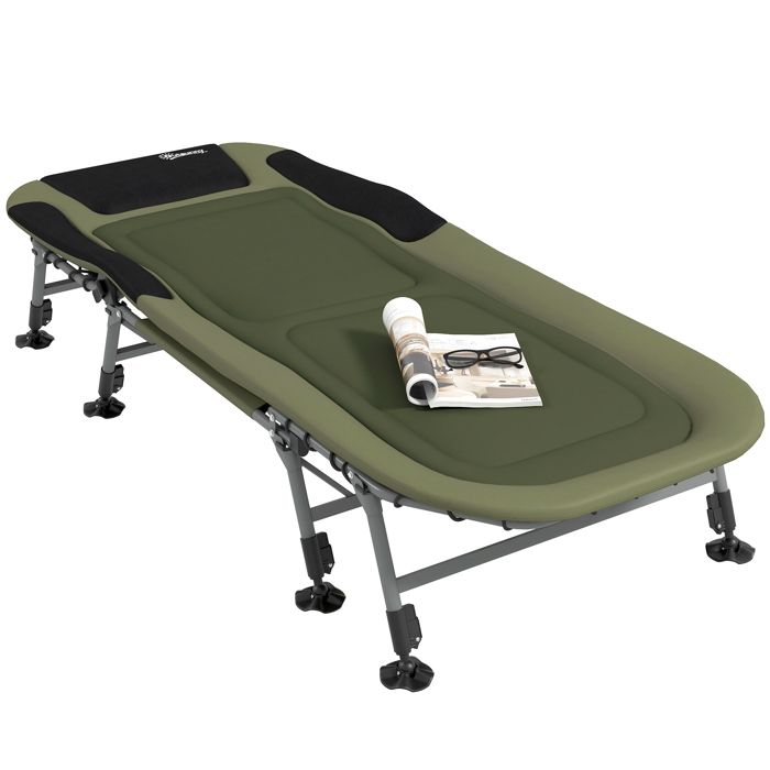 Lit de camp pliable 200×85×40-55 cm vert