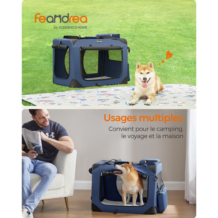 Sac de Transport pour Chien Portable,en Tissu Oxford Bleu nuit Sac de Transport pour Chien Portable,en Tissu Oxford Bleu nuit
