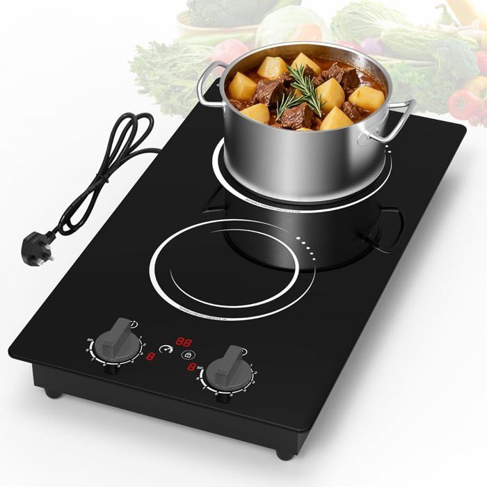 Plaque Cuisson Electrique 220V 3000W Plaque A Induction 2 Feux Mit Lcd-Touchscreen 9 Stufeneinstellungen Kindersicherung Und Timer Plaque Cuisson Electrique 220V 3000W Plaque A Induction 2 Feux Mit Lcd-Touchscreen 9 Stufeneinstellungen Kindersicherung Und Timer