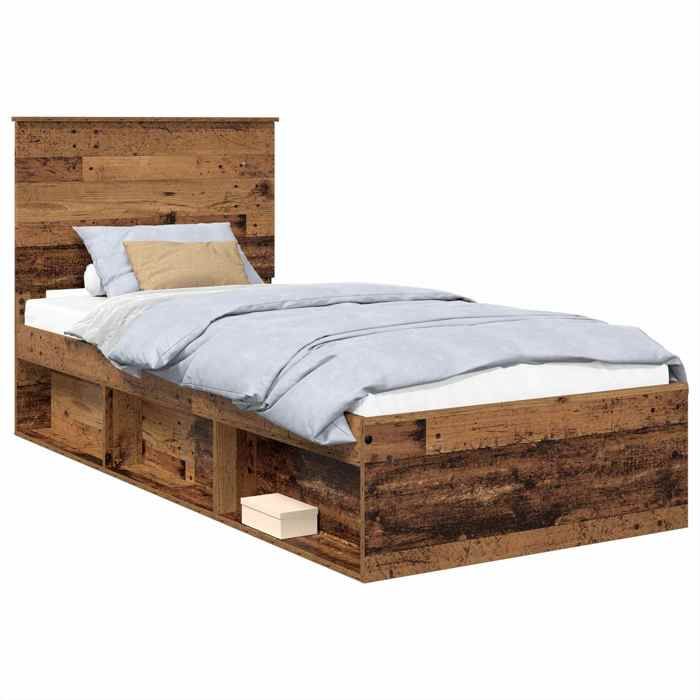 VD Cadre de lit Bois ancien 90 x 190 cm Bois de pin massif Lit chambre & Structure de lit @EU61164BONE