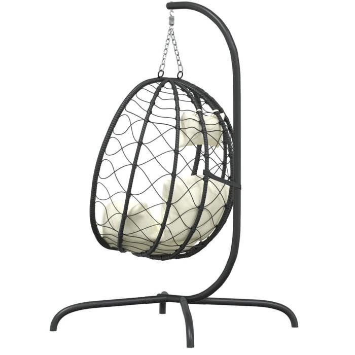 Chaise suspendue en forme dœuf avec coussin blanc crème_2 ans garantie_41243