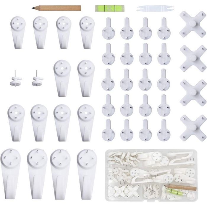 43pcs Accroche tableau sans percé - Sans marque visible Multi usages - Murs portes armoires - Blanc