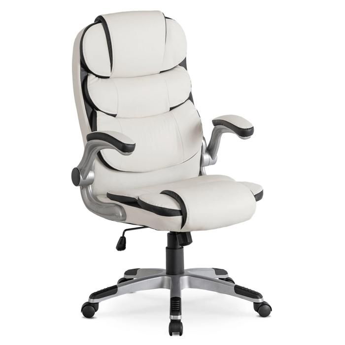 Fauteuil de bureau pivotant LIVERPOOL en similicuir blanc moderne