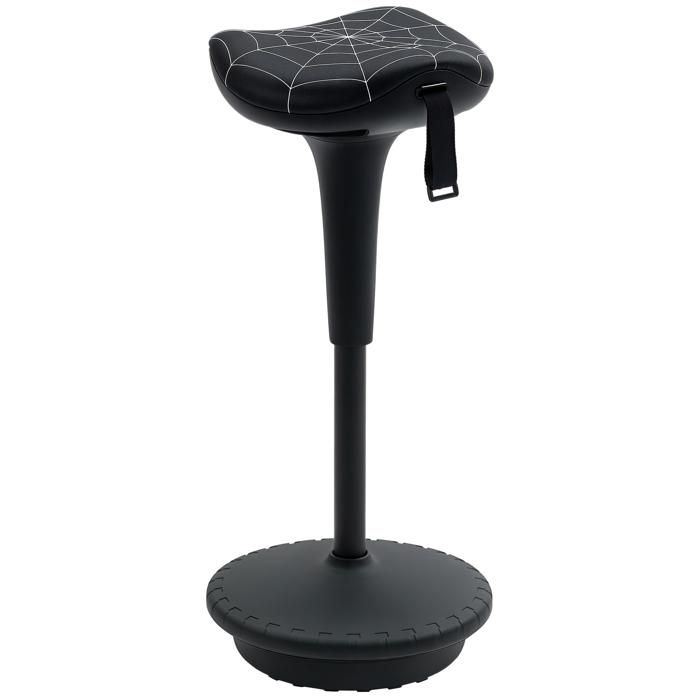 Tabouret Ergonomique de Bureau avec Fonction Pivotante Hauteur Réglable de 655 à 835 cm Inclinable à 120° Noir