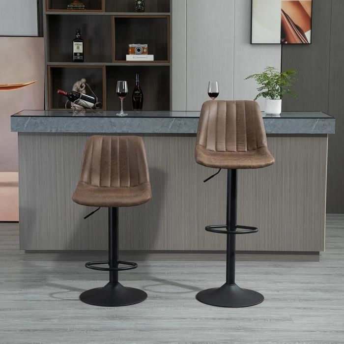 Tabourets de cuisine réglables en hauteur avec dossier pivotant et repose-pieds pour bar ou cuisine 43x46 5x89-110 cm