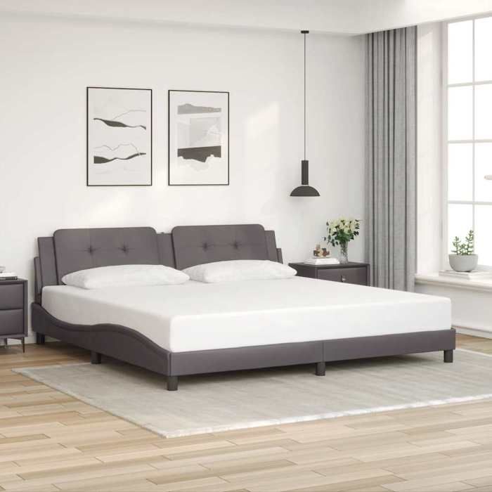 Stable&robuste Cadre de lit sans matelas Zadar gris 200x200 cm similicuir avec manuel de montage &01_19581