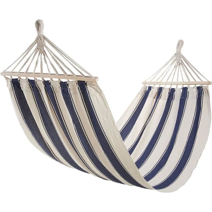 Hamac Jardin Coton 100x200cm - Support 150kg Avec Cordes Et Mousquetons