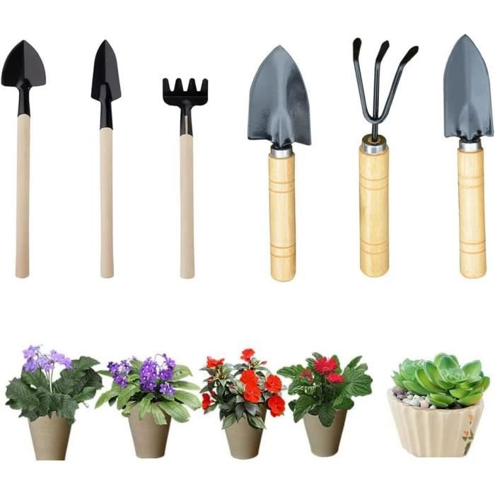 Mini Outils de Jardin avec Manche en Bois, Kit Jardinage, Mini Outils ...