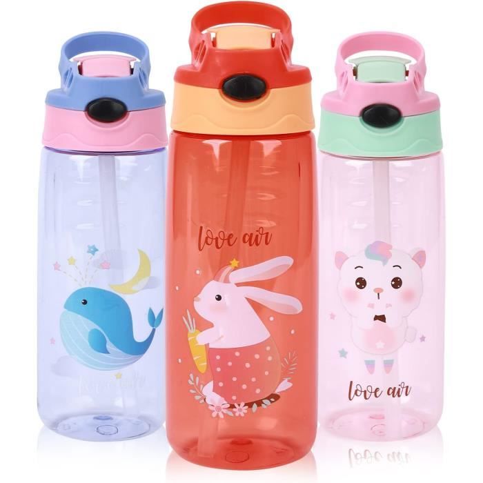 Gourde Enfant LABUBU 540ml-Bouteille d'Eau avec Paille-Étanche& Sans BPA-Motif Monstre Mignon