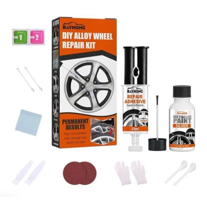 ALLONY Kit Reparation Jantes Aluminium, Vernis Jantes Aluminium, Kit Reparation Jante Alu, Convient pour Réparer les Rayures, Les Bosses, Les Rayures et Autres Jantes en Alliage ALLONY Kit Reparation Jantes Aluminium, Vernis Jantes Aluminium, Kit Reparation Jante Alu, Convient pour Réparer les Rayures, Les Bosses, Les Rayures et Autres Jantes en Alliage