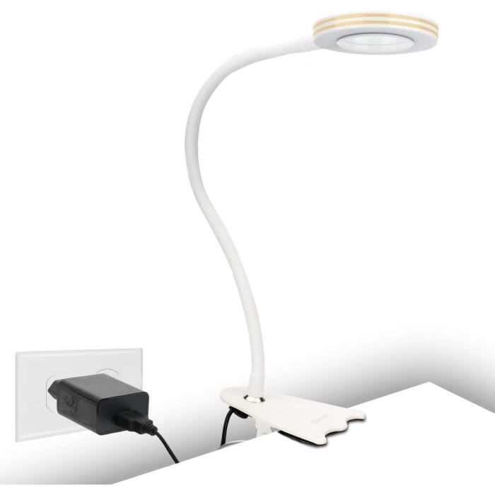 Lampe De Bureau LED à Pince USB Alimenté Flexible Lampe De Lecture à Pince  Pliable Réglable Protection Des Yeux 8W-Noir - Cdiscount Maison