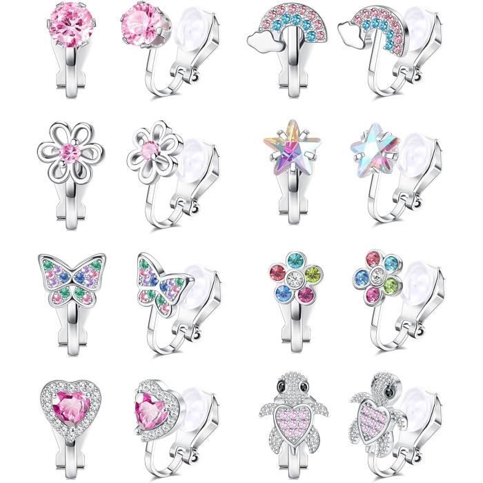 Lot De 4 Paires De Boucles D'Oreilles Clips Dorées Avec Oxydes - Occasion