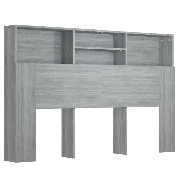 Tête de lit avec rangement accessoire de lit table de chevet etagere 160 x 19 x 103 5 cm MDF gris TDL0200007