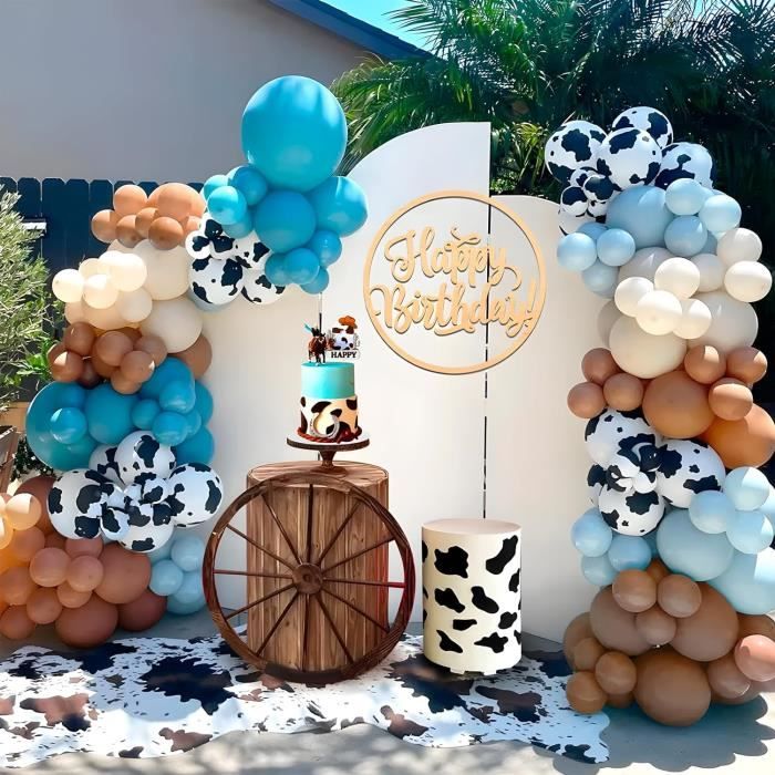 Kit Déco Anniversaire Vache – Ballons Aluminium, Bannière, Paillettes – Pour Garçon Ou Fille