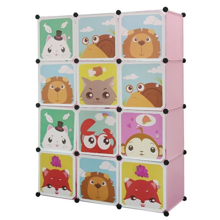 Armoire modulable pour chambre denfant - Rose - 111x37x147cm