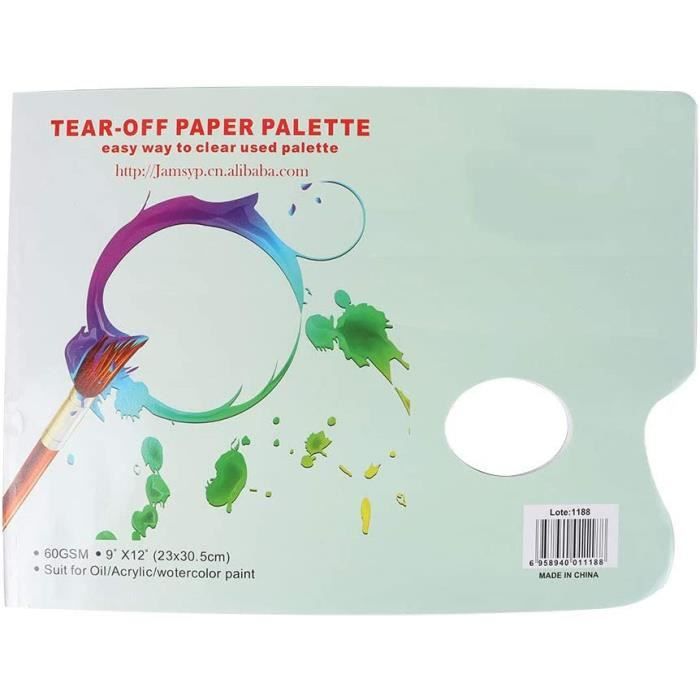 Bloc Palette De Papier Jetable 40 Feuilles 9x12 Pouces - Surface Lisse Anti-Fuite - Pour Peinture Huile, Acrylique, Aquarelle
