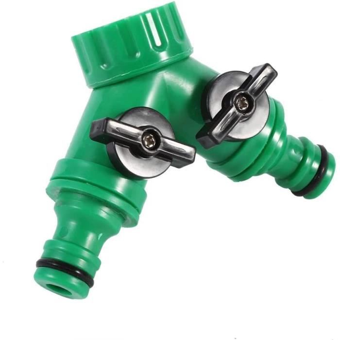 Répartiteur De Tuyau D'arrosage 2 Voies, Connecteur En Y Adaptateur De Tuyau Arrosage En Laiton En Laiton Massif Separateur 2 Vannes Avec 5 Rondell 96814504