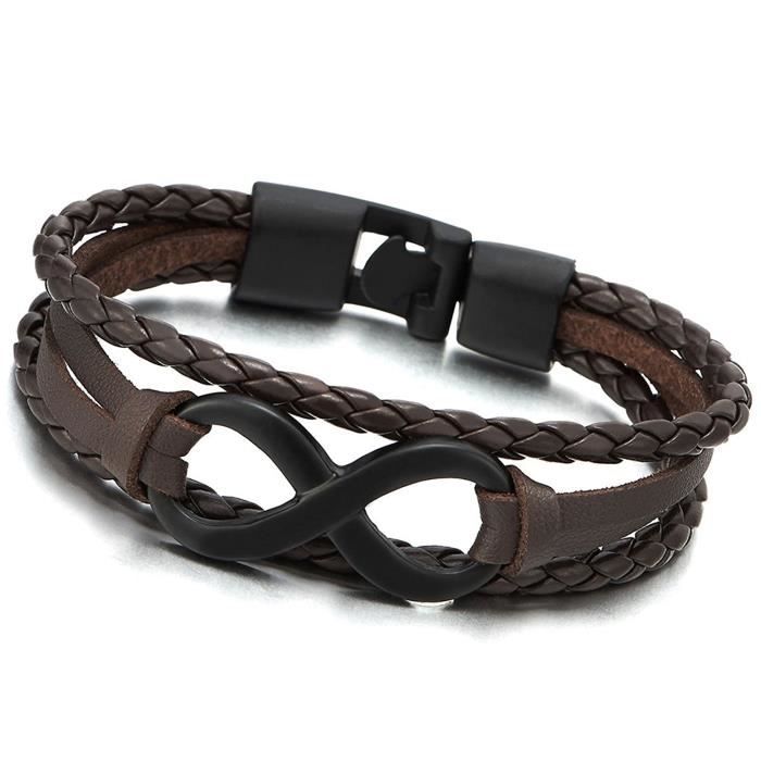 Bracelet amitié fil noir ajustable Noeud infini sans fin Amour 21185-FS3