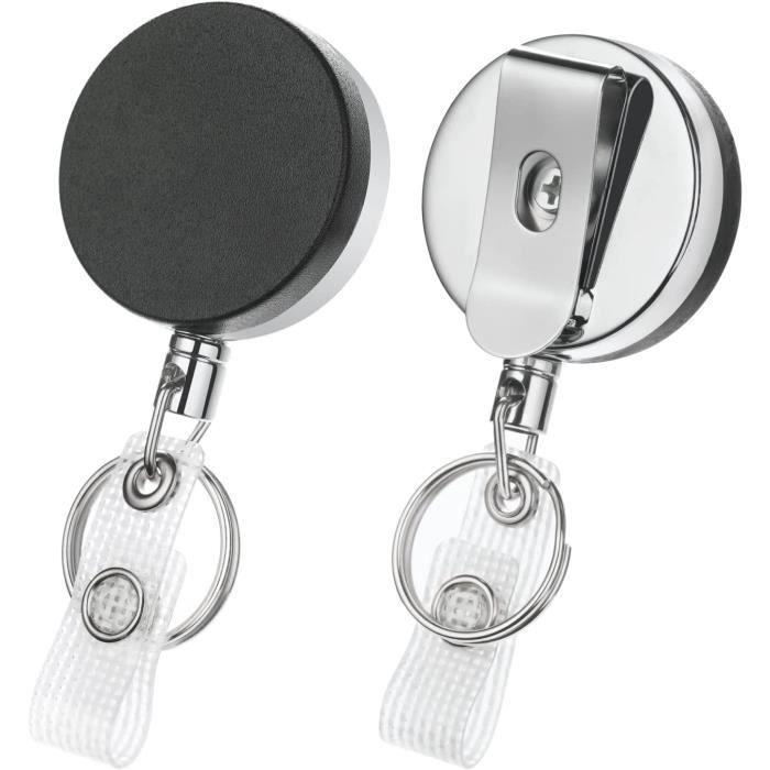Porte-clés Retractable, 2PCS Porte Badge Enrouleur,Porte Clef