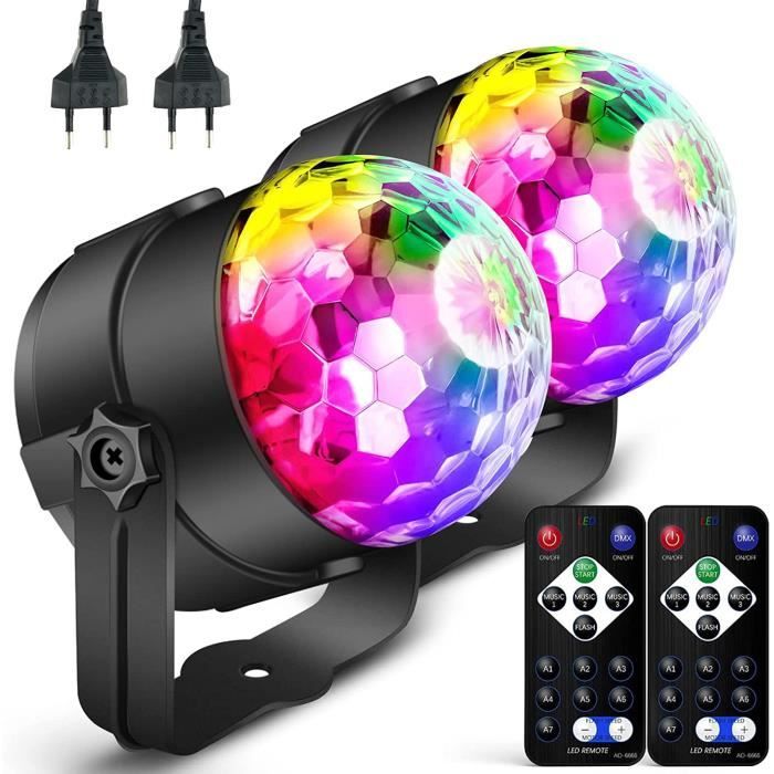 2 Pack Boule Disco LED Lampe, RGB Couleurs Boule Lumineuse Disco