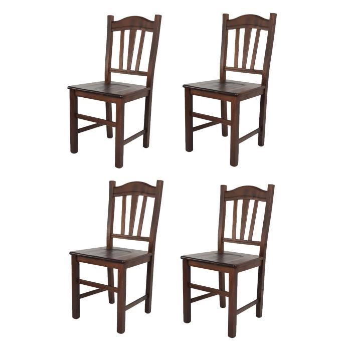 Tommychairs - Set 4 chaises cuisine SILVANA robuste structure en bois de hêtre peindré en coleur noyer foncé et assise en bois