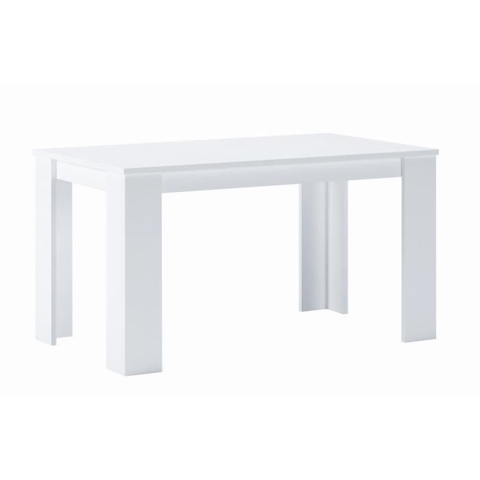 Table de salle à manger et séjour, de 140 cm rectangulaire, blanc mat, 138x80x75cm, 6 personnes, RF588