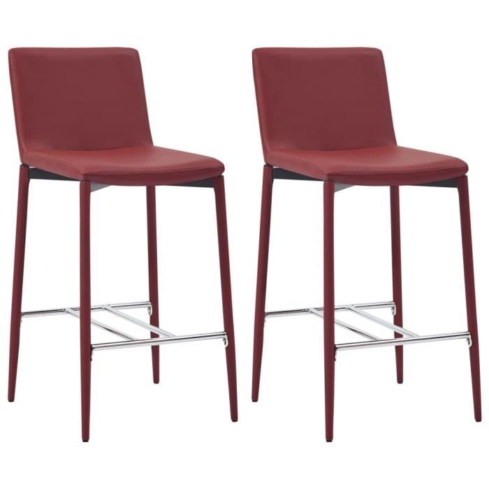 market® lot de 2 tabourets de bar mode fauteuil de bar - tabouret de bureau - rouge bordeaux similicuir 91125