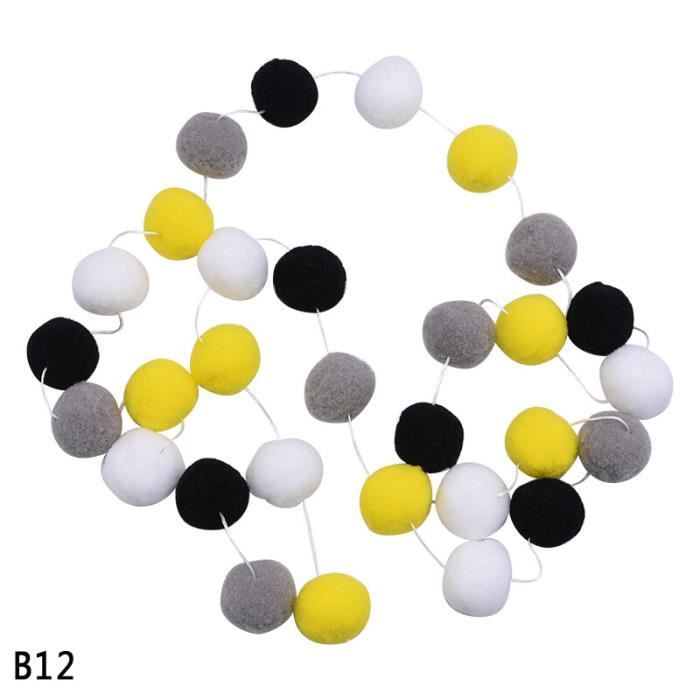 QUARKZMAN 2Pcs Guirlandes de Pompons de 2 Mètres avec 30 Boules
