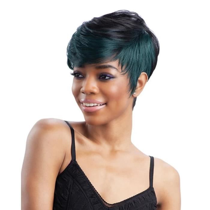 Perruque Synthétique Noire Lisse Courte - Bonnet Moyen + 4 Bonnets Offerts - Neuf Sans étiquettes