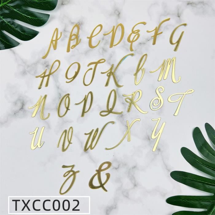 Alphabet Décoratif Anniversaire Mariage Lot De 54 Lettres Acrylique Miroir Pour Gâteau - Déco Anniversaire, Mariage - Alphabet Complet A-Z & Symboles Alphabet Decoration