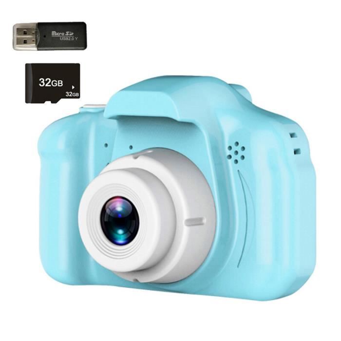 Appareil photo Compact,Mini caméra de jeu éducatif pour enfants,jouet  numérique,Projection 1080P,caméra vidéo - blue 32G TF Card[A]
