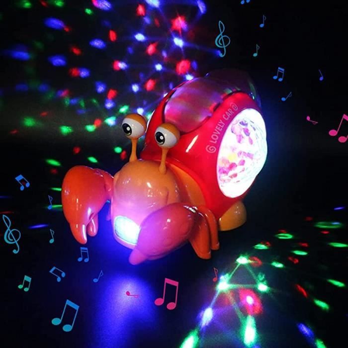 Bambebe Jouet Musical Crabe Rampant pour Bébés, Jouet Crabe Mobile pour  Bambins, Jouets de Crabe Rampants avec Lumière, Evite Automatiquement Les