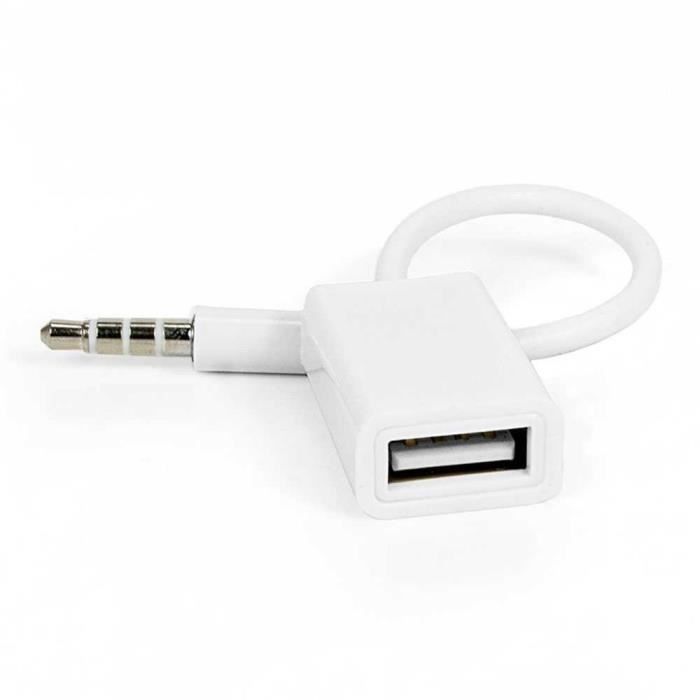 Câble Audio Jack 3.5mm Mâle Vers USB Femelle – Pour Voiture, Musique, Mp3, Neuf
