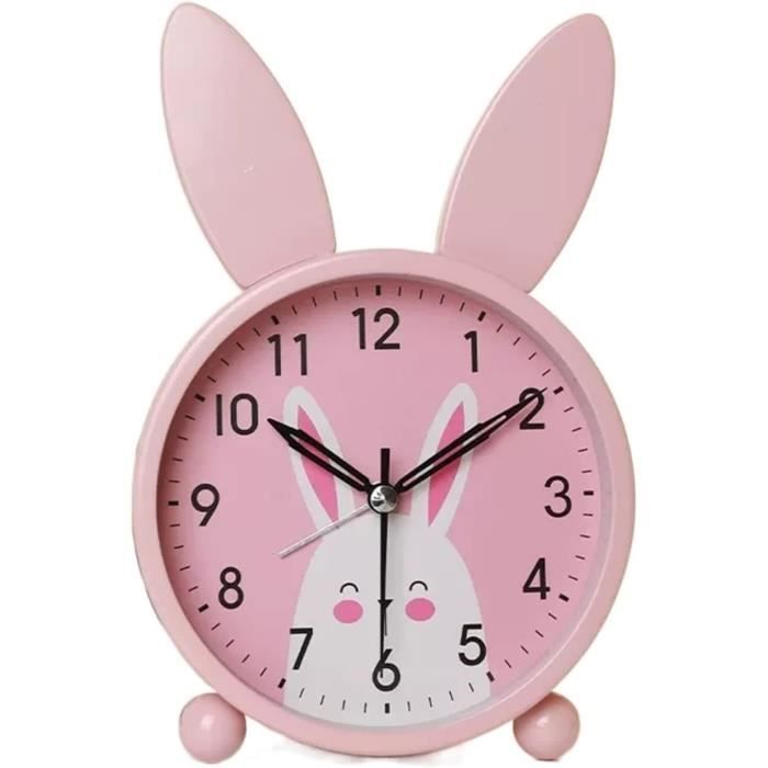 Réveil Enfant Lapin - Apprentissage De L'Heure Sans Tic-Tac - Veilleuse - Design Mignon Fille Garçon - 8