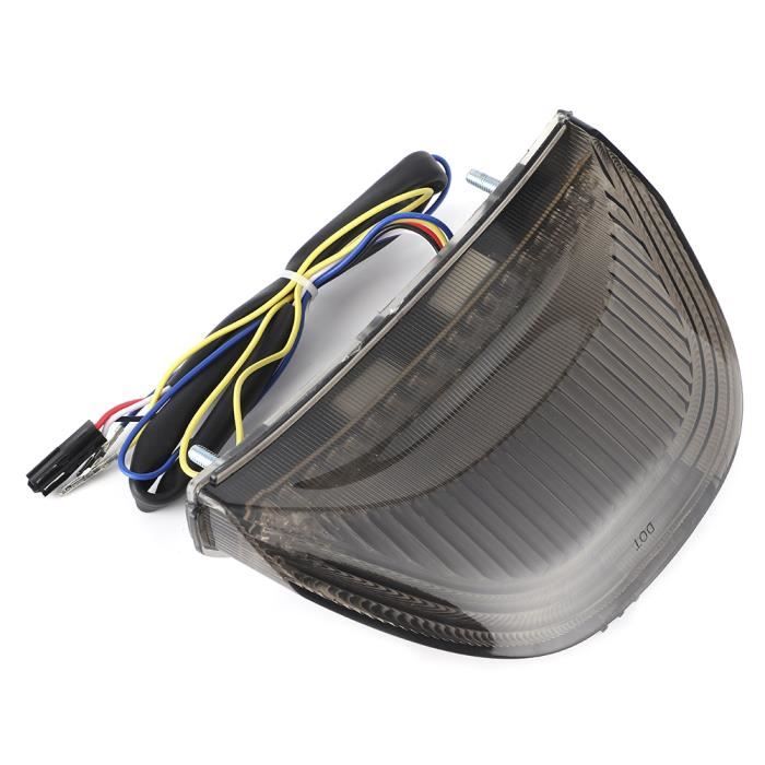 Feu Arrière Moto LED Qiilu Avec Clignotants Intégrés - Lentille Fumée, 12V, Compatible Honda CBR600RR 2003-2006 & CBR1000RR 2004-2007