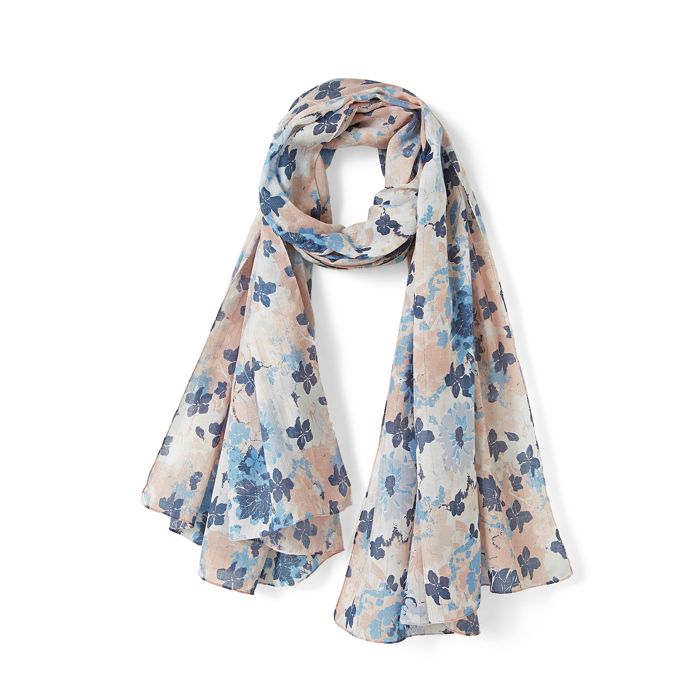 Écharpe Légère Pour Femmes à Imprimé Floral - 180x85 Cm - Voile De Coton, Polyvalente Pour Toutes Les Saisons