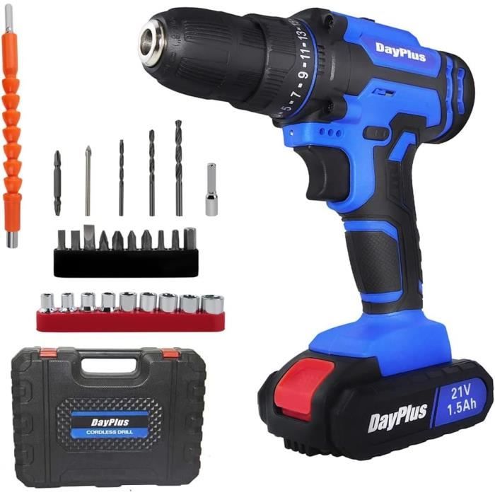 Perceuse-visseuse Sans Fil 21V DYJPOW - 42 Nm, 2 Vitesses, Batterie 2Ah - Set De 22 Accessoires Inclus - 4