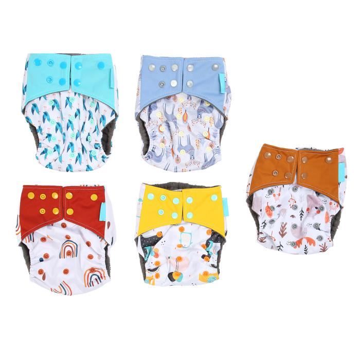 Dilwe couche réutilisable 5 pièces bébé couche lavable infantile bambin