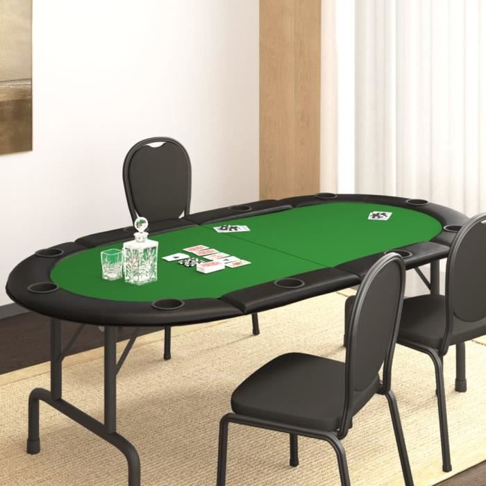 CBLDF Table de poker pliable pour 10 joueurs Vert 208 x 106 x 3 cm