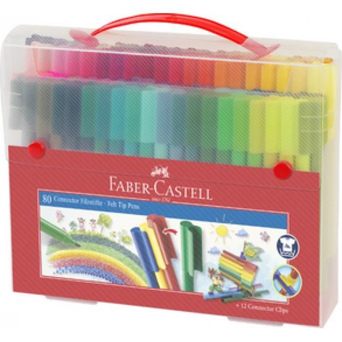 FABER-CASTELL Stylo feutre CONNECTOR PEN, coffret de 80 0,000000 Noir