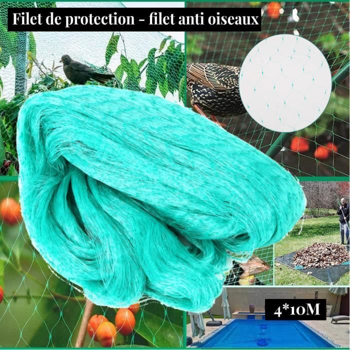 Filet Anti-oiseaux Et Anti-gibier 4 X 10 M - Polypropylène Résistant Aux UV, Léger, Avec 50 Sangles, Pour Protéger Jardin, Poulailler, Arbres Fruitiers - 2