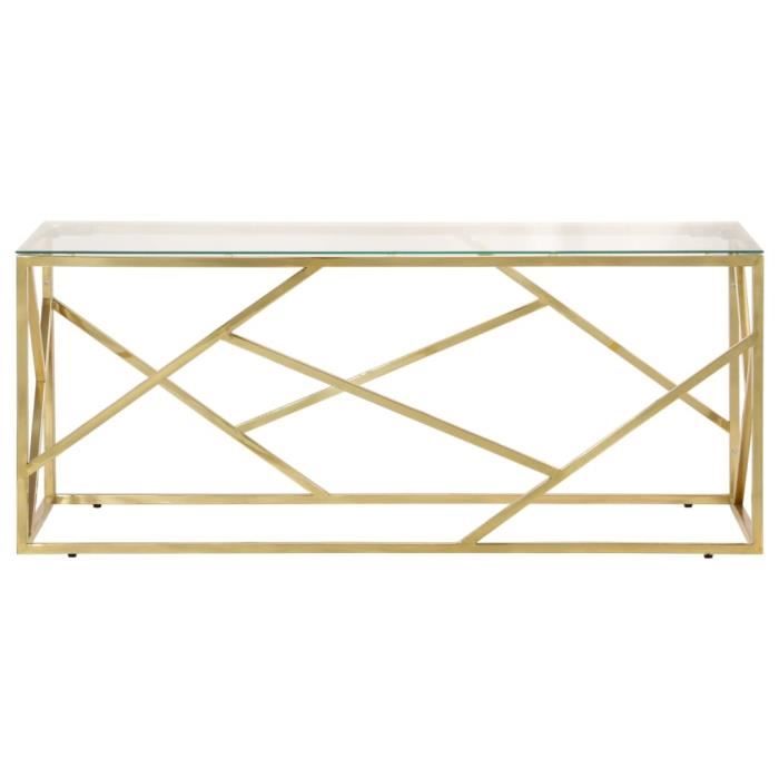 Table basse - FYDUN - AB349938 - Acier inoxydable - Verre trempé - Doré
