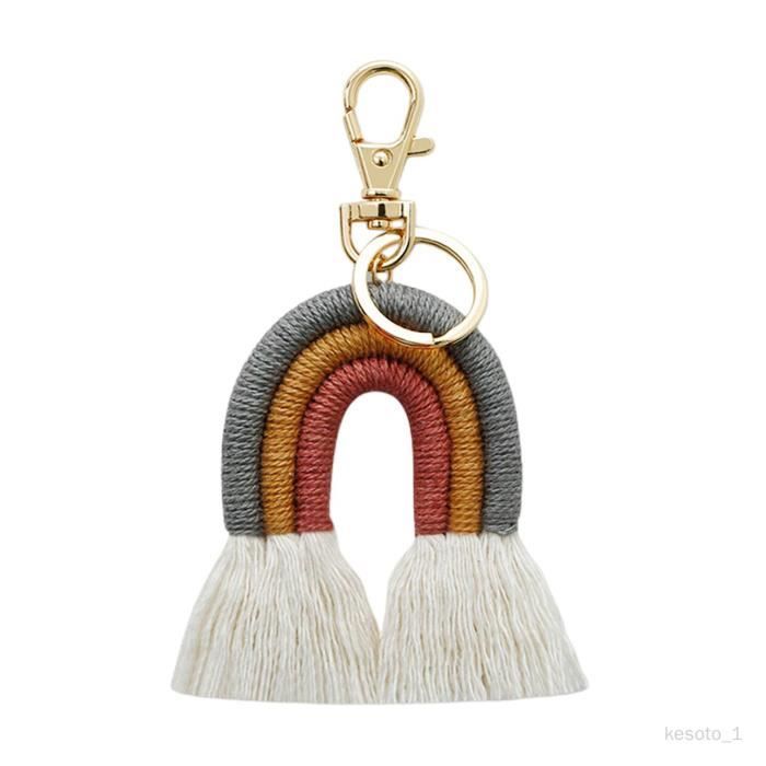 Porte-clés tressé en macramé avec pampille, breloque de sac