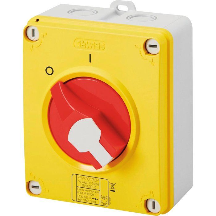 Interrupteur sectionneur - GEWISS - 32A - 2 pôles - Intérieur - Jaune