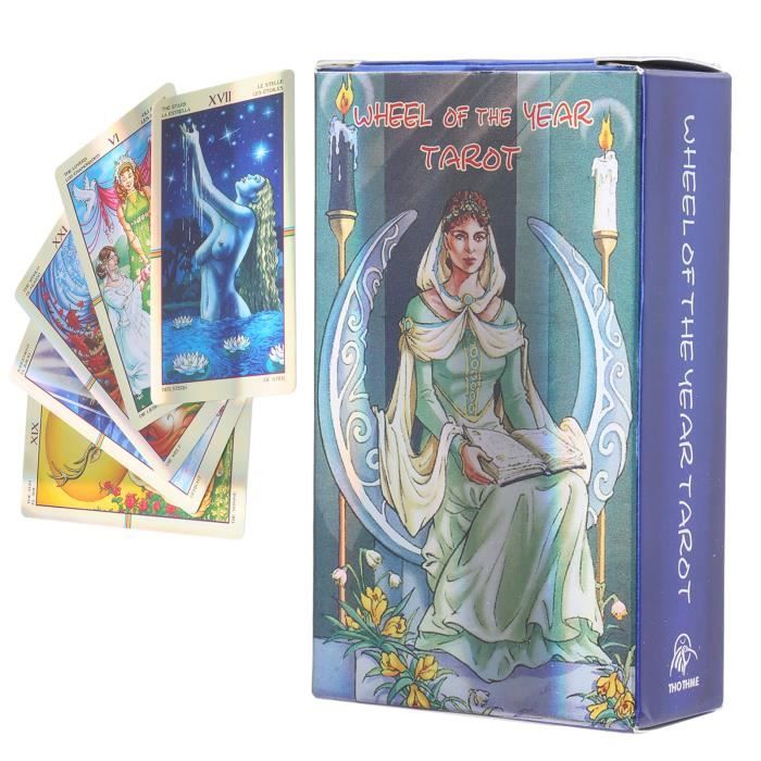JAWUZ 78 Cartes De Tarot Avec Guide, Jeu De Cartes De Tarot Holographique Avec Boîte Colorée Pour Débutants Et Joueurs Professionnels,Reine - Version Anglaise