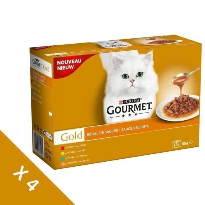 Comparer les prix de [Lot de 4 / 12 x 85g] GOURMET Gold Patee Regal de Sauces - Chat adulte - 4 boites de 12 x 85g